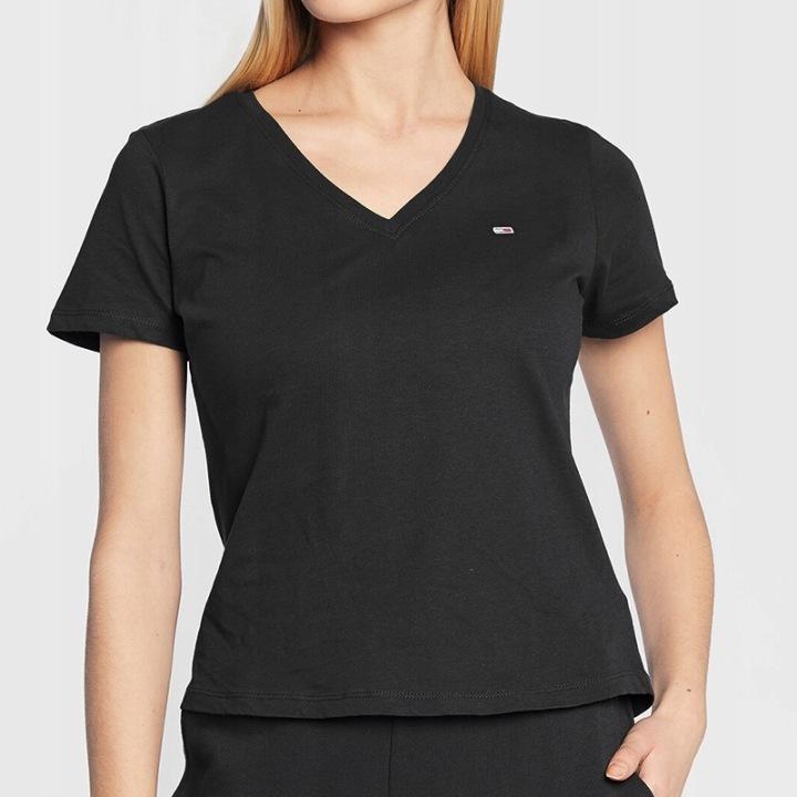Tommy Jeans T-Shirt Women' Black V-Neck Dw0Dw14617-Bds