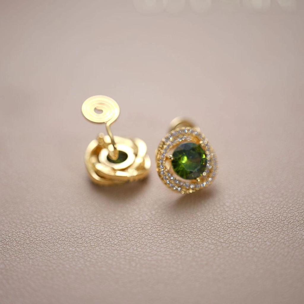 High-End Garnet Red Zircon Diamond 3D Hollow Fashion Earrings for Women