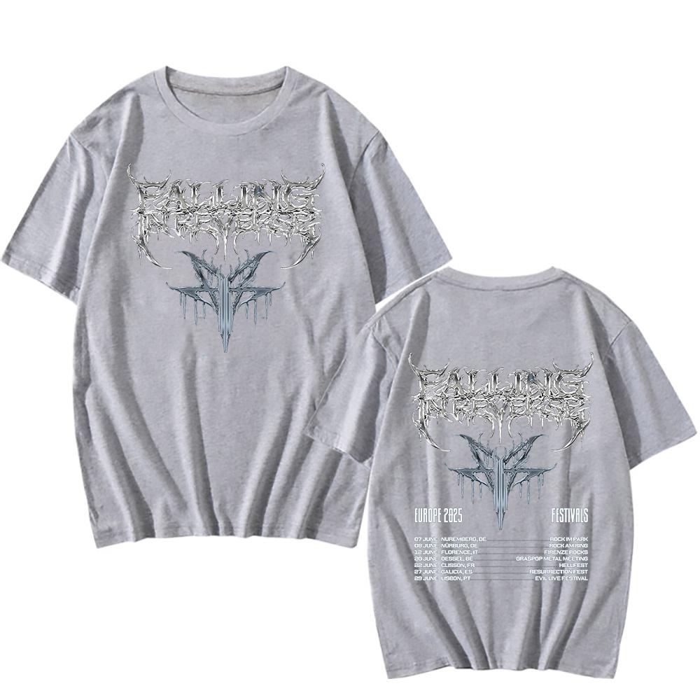 

Falling In Reverse ЕВРОПА 2025 ФЕСТИВАЛИ Футболки Поп-метал Уличная одежда Подарок для фанатов Футболка унисекс Свободные повседневные хлопковые топы M серый