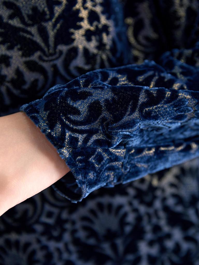 2025 Camicetta Casual Girocollo Manica Lunga in Velluto di Seta Mulberry Burnout 1853