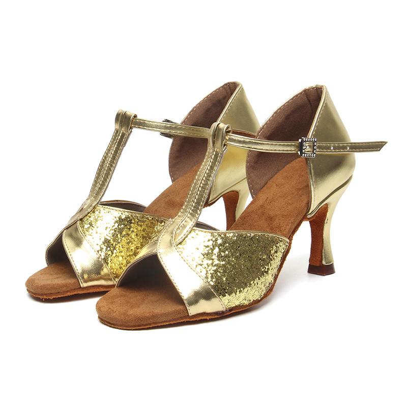 Women's Latin Dance Shoes Satin Ballroom Performance Dance Shoes 5 Color