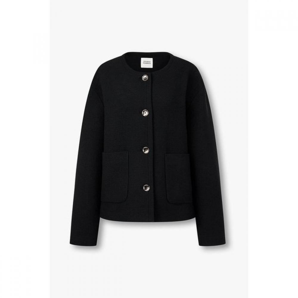Studio Tomboy Big Pocket Round Neck Tweed Jacket 9176112972