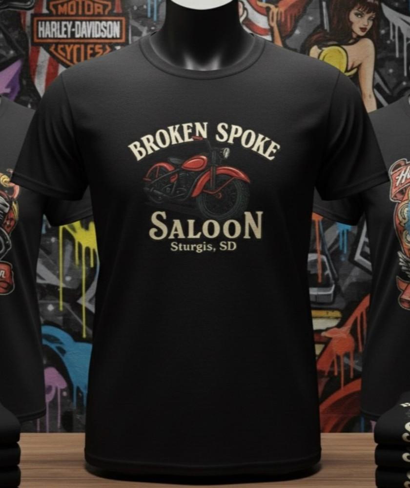 Винтажная футболка Broken Spoke Saloon Sturgis SD | Классическая футболка с логотипом Harley Biker Rally, унисекс XL