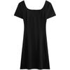 Calvin Klein Audrey Hepburn Style Sexy U-Neck Slim Fit Short Sleeve Dress Women dresses Space-Black J223961