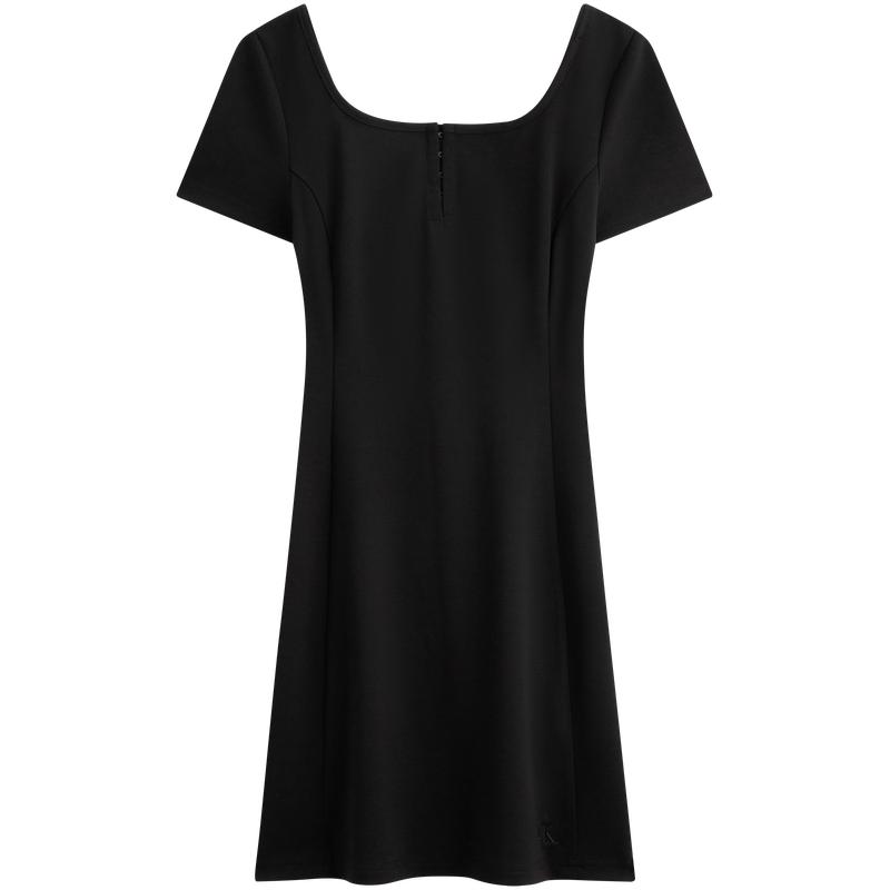 Calvin Klein Audrey Hepburn Style Sexy U-Neck Slim Fit Short Sleeve Dress Women Dresses Space-Black J223961
