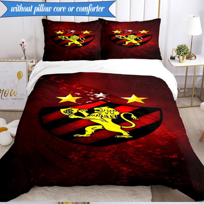 3PCS Sport Club Football Crest Printed Soft Bedding Set,Including 1pc Duvet Cover And 2pcs Pillowcases Perfect for Bedroom, Dormitory, Fan gift