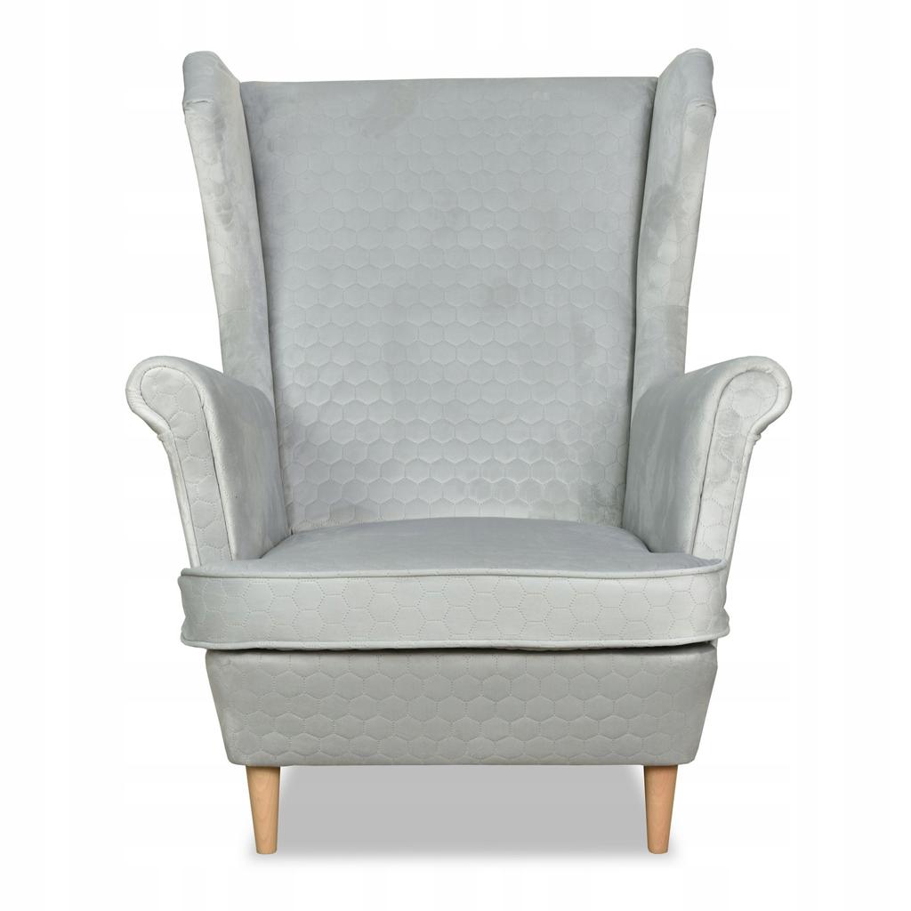 Angelo Wing Chair with Footrest Scandinavian Family Meble Light Gray Grey