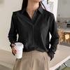 Retro Minimalist Solid Color Long Sleeved Shirt for Women In Spring Autumn Professional Polo Collar Loose Versatile Shirt Blouses & Shirts