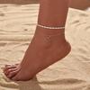 Simple Pearls Chain Anklet Bracelet for Women Trendy Fashion Love Heart Anklet Boho Style Female Foot Beach Jewelry for Girls