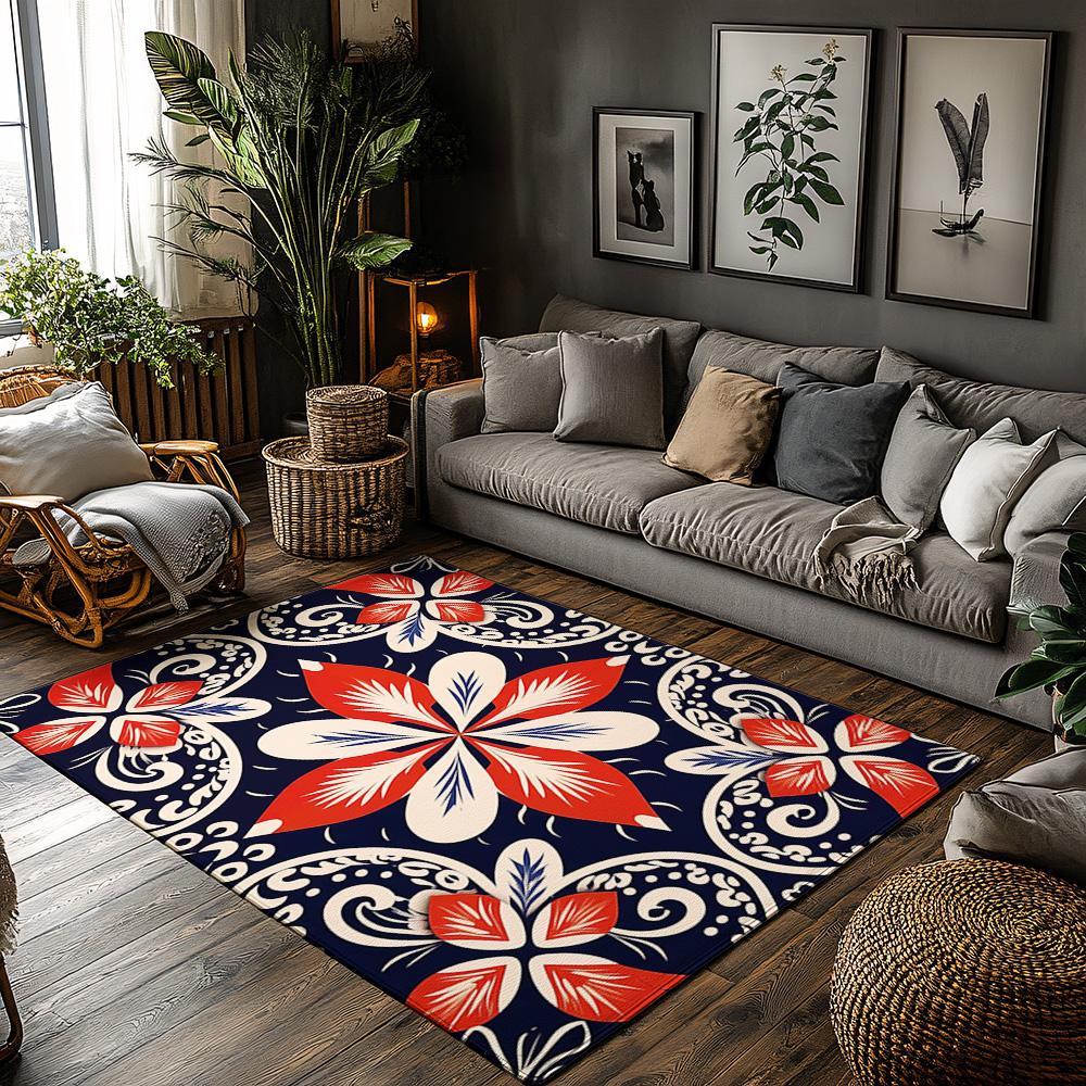 

Floral Area Rug Washable Non Slip Indoor Outdoor Mat Home Decor Living Room Bedroom Carpet Modern Abstract Design Home Accent 50x 80cm