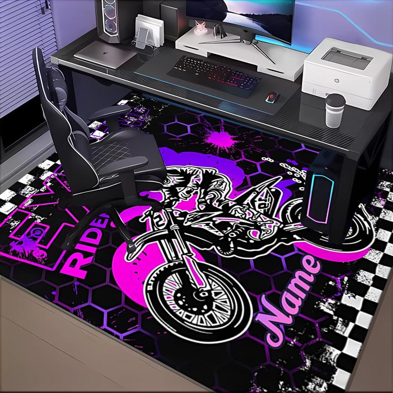 Custom Name Extreme Rider Adventure Rug for Living Room, Game Rooms, Office, Bedroom, Floor Mat Playful Design, fan gifts Christmas decor