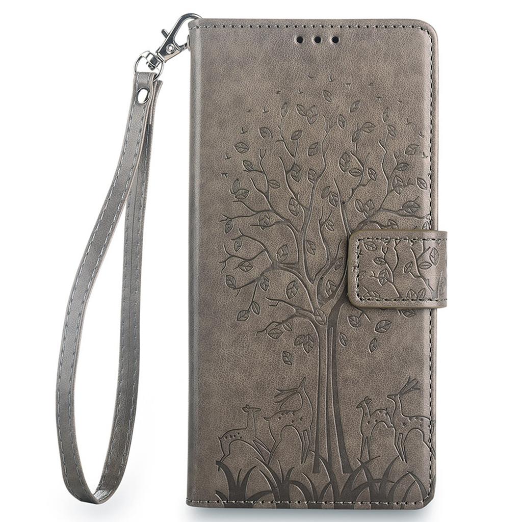 For Samsung Galaxy A15 4G/A15 5G Magnetic Case Imprinted Deer Tree Pattern Cover with Hand Strap