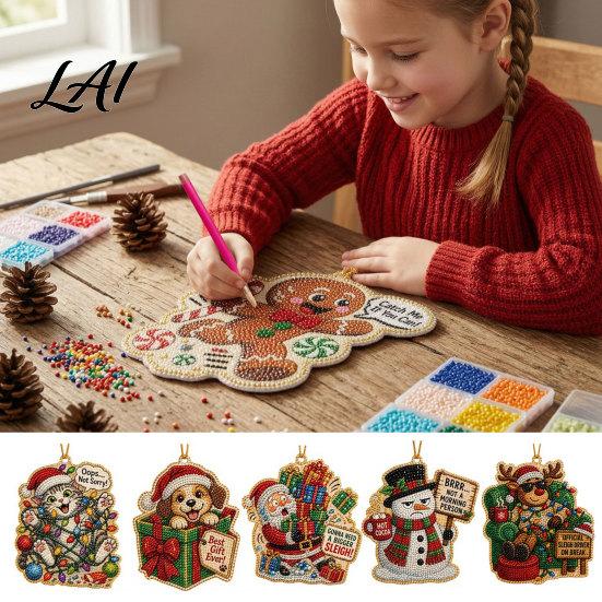 Beginner Friendly DIY Ornaments Christmas Hanging Faux Pearl Art Kit for Adult Bead Festive Party Favors Gifts Painting Ornament Handmade