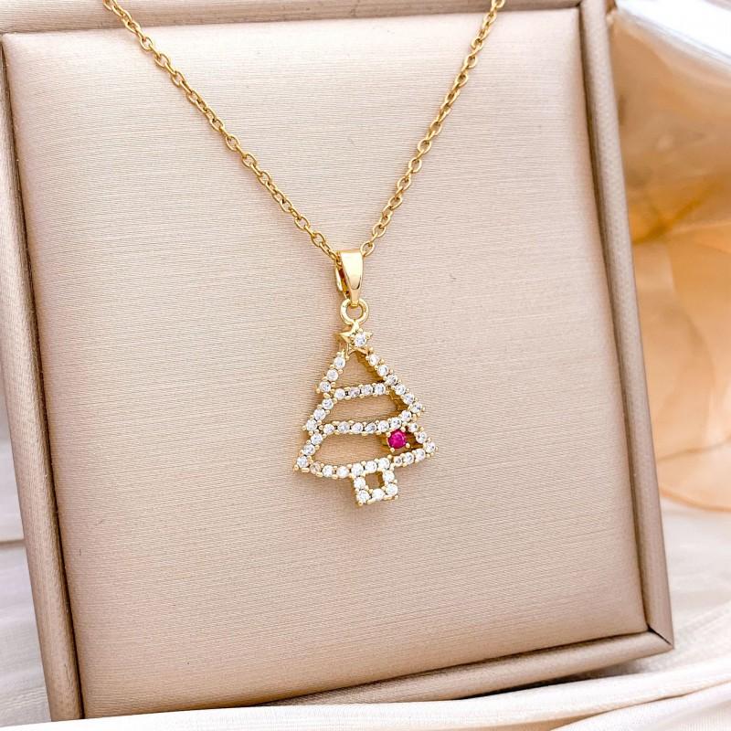 Christmas Necklace Women Titanium Steel Festive Design Trendy Accessory