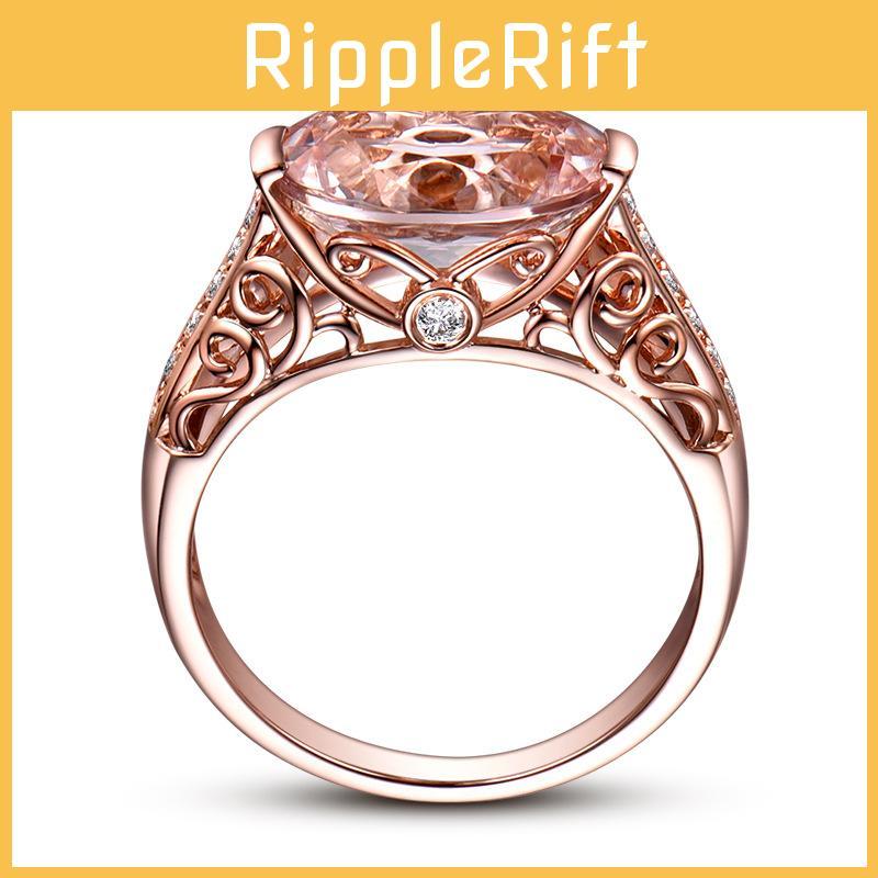 Elegant Rose Gold Color Crystal Flower Wedding Rings For Women Jewelry Accessories