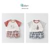 Sommer Jungen Cartoon Print Zweiteiliges Set: Kurzarm-T-Shirt & Karierte Shorts