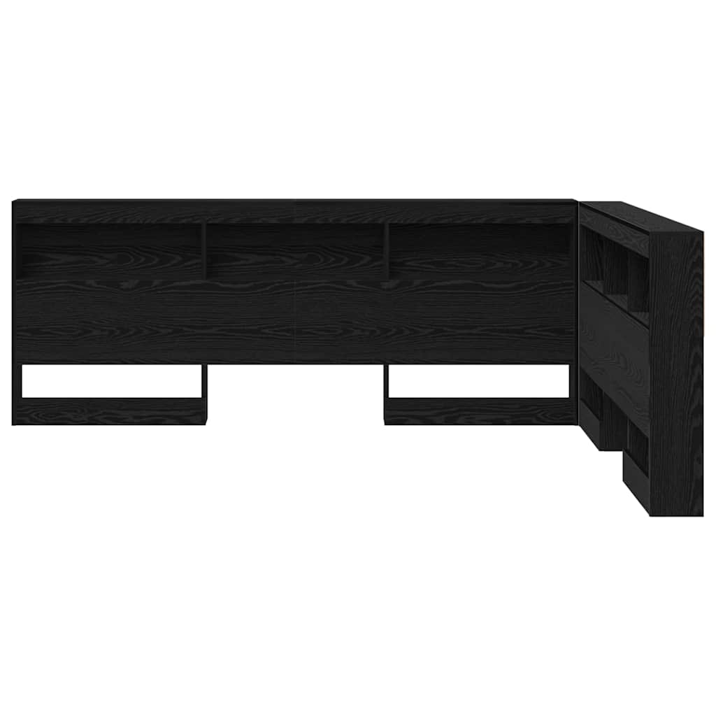 Storage Headboard Black Oak Effect 160 cm Wood Based Material