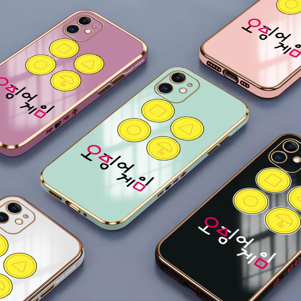 Barevné tiskové vzory Pouzdro se čtvercovým vzorem na hraně Pokovené pouzdro telefonu Luxusní pokovování měkké pouzdro na telefon pro iPhone Motorola Moto OnePlus Samsung