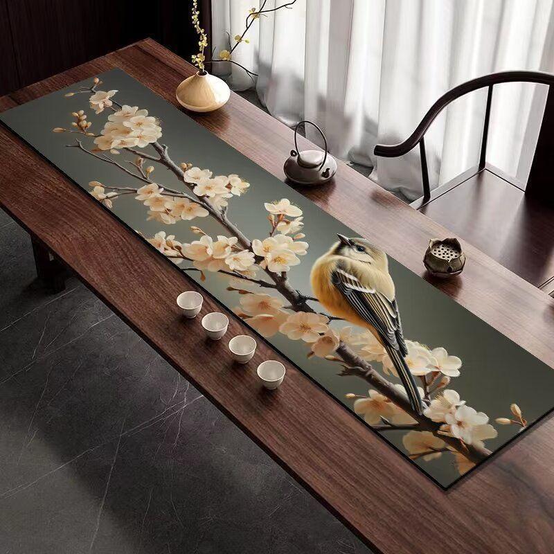 Diatomaceous Earth Tea Table Mat, Chinese-Style Absorbent Tabletop Mat, Quick-Drying Rectangular Protective Mat, Tea Towel Mat