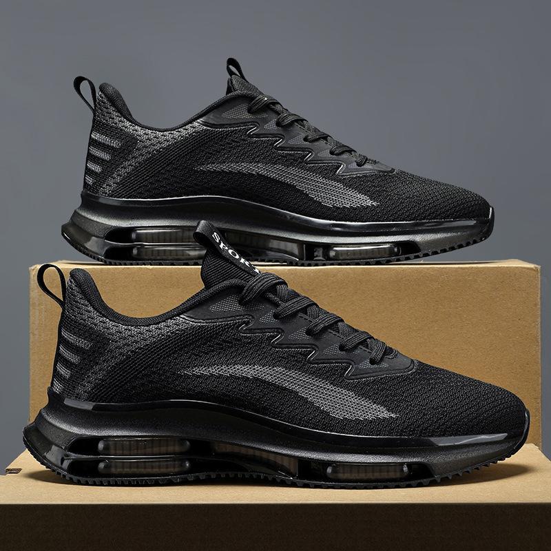 Large Size Sports Shoes Fly-woven Mesh Air Cushion Shock-absorbing Running Shoes Soft-soled Travel Shoes