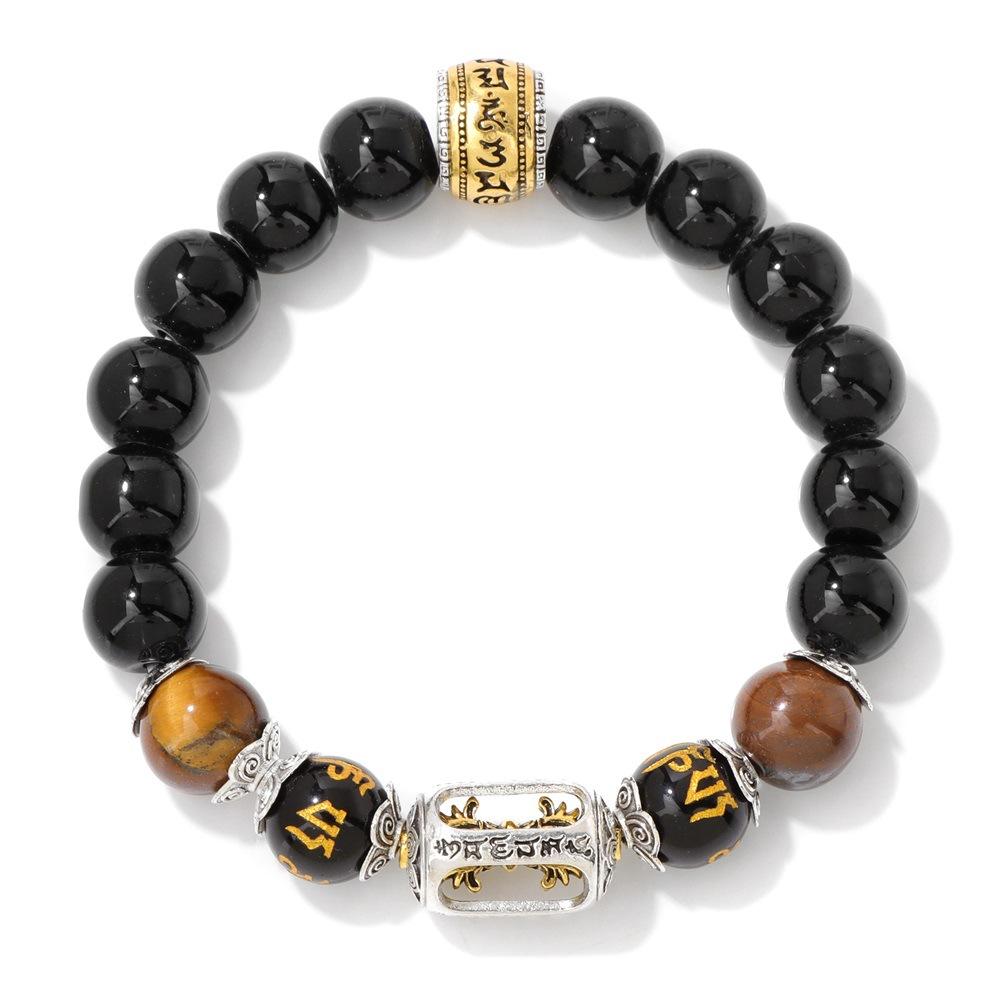 JYL TS Bracelet Double-Layer Eye  Braided Men s Boosts Courage & Strength 10mm yellow tiger