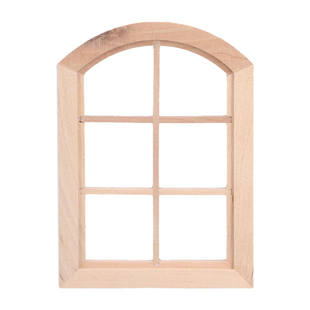 Dollhouse Windows Mini Miniature Dollhouse Arched Window Furnishings with 6 PanesWood Color