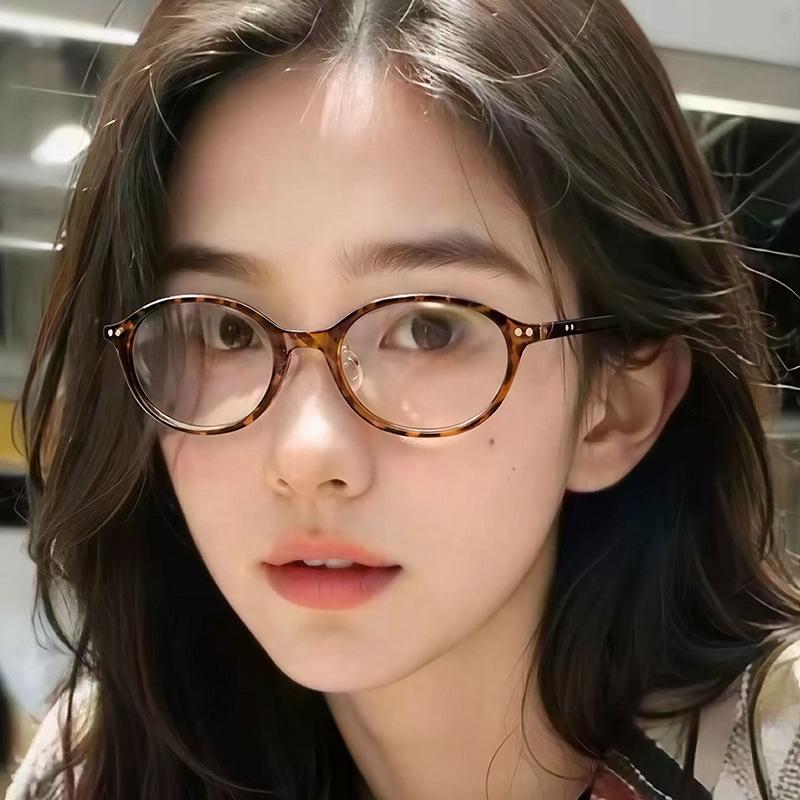Korean Fashion Glasses for Women Oval Shape Anti Blue Light Eyeglasses Frames Rivets Decoration Glasses Frame Men