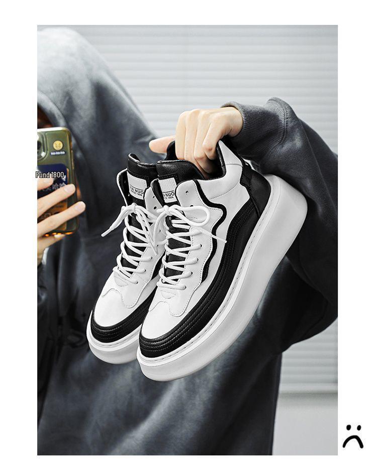 Men's Trendy High-Top Winter Shoes: Casual, Wear-Resistant, Thick Sole Sports Sneakers