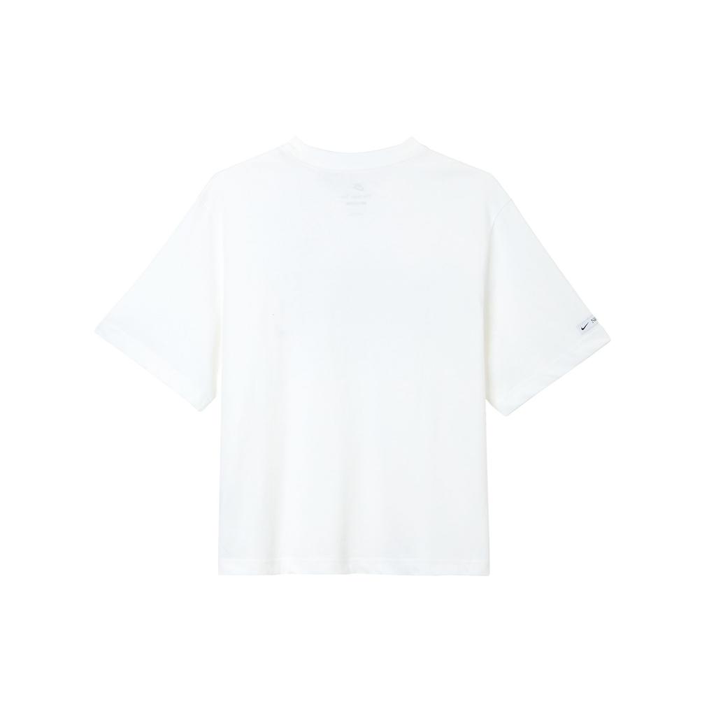 Nike Letter Breathable Number Logo Print Loose Round Neck Short Sleeve Drop Shoulder T-Shirt Women T-Shirt White FQ6601-100