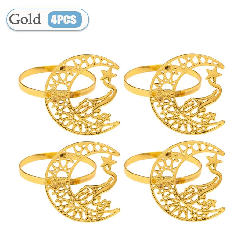 Ramadan Festive Tableware Elegant Crescent Napkin Rings Metal Cut Out Design for Eid Mubarak Wedding Party Decorations Gift Idea