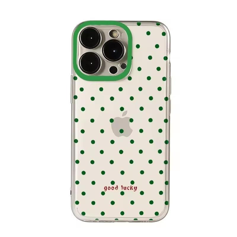 Green Wave Point Summer Simple Versatile Creative Cute Phone Case For iPhone 17 Air 16 E 15 14 13 12 11 Pro XS Max Cover