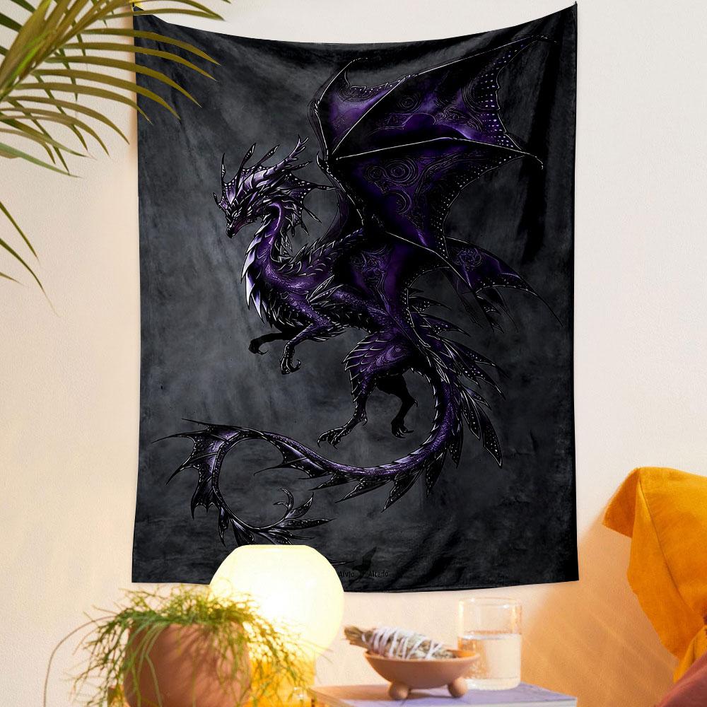 Majestic Purple Dragon Design Patterned tapestry home decor, suitable for bedroom and living room, gift
