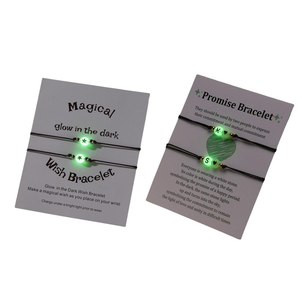 Glowing Bead Bracelet Set Waterproof Rope Bracelet Braided Bracelets Acrylic Texture Perfect for Women and Couples