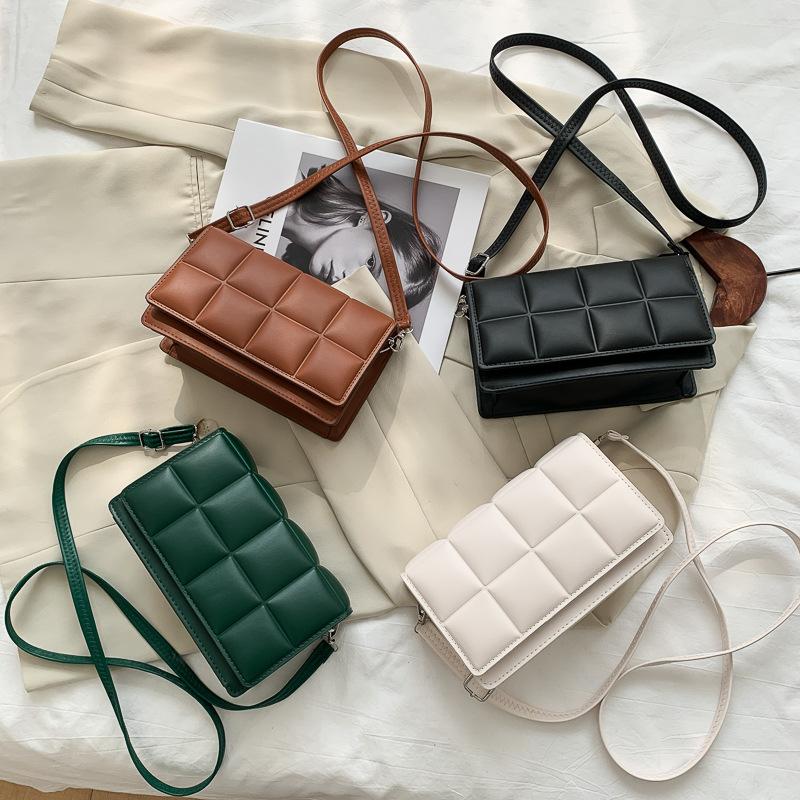 Women Plaid PU Leather Small Square Shoulder Crossbody Purse