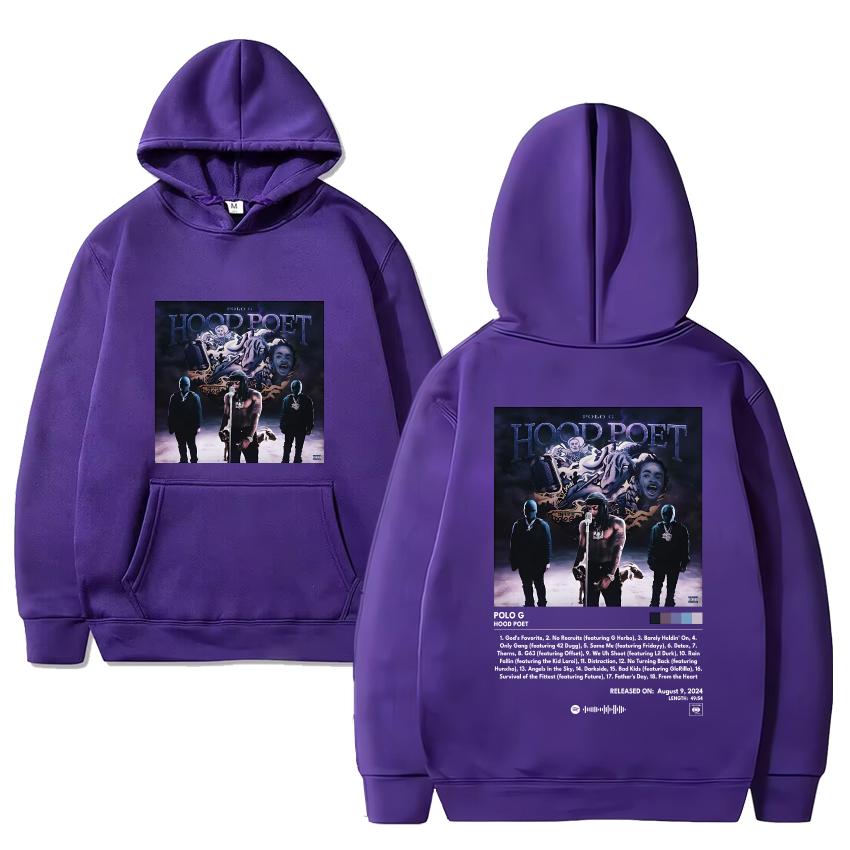 Hot Rapper Polo G Hood Poet Album Graphic Hoodie 2024 Men Women Hip Hop Vintage Streetwear Unisex Fleece Long Sleeve Pullovers