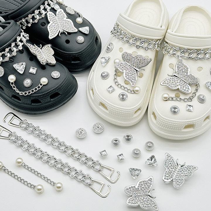 Cute Resin Starfish & Shell Croc Shoe Buckles with High-End Flower Accessories