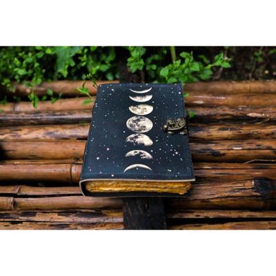 Sun and Moon Handmade Deckle Paper Journal for Men and Women Spell Notebook for Traveling Sketchbook Poetry Book