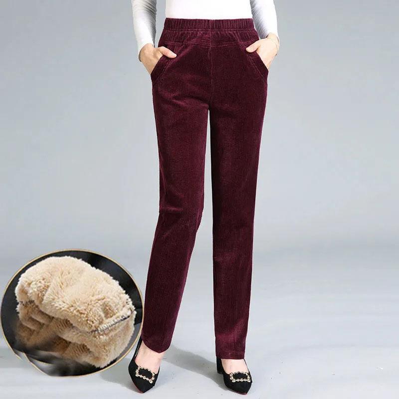 Plush Thick Casual Pants Women's Corduroy Warm Pants Autumn Winter Leggings High Waist Harem Pants Trousers Women