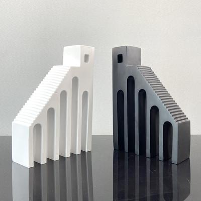 Simple Modern Nordic Plain Color Abstract Shape Book Leaning On Architectural Bookends Furnishing Home Furniture Study Soft Decorations