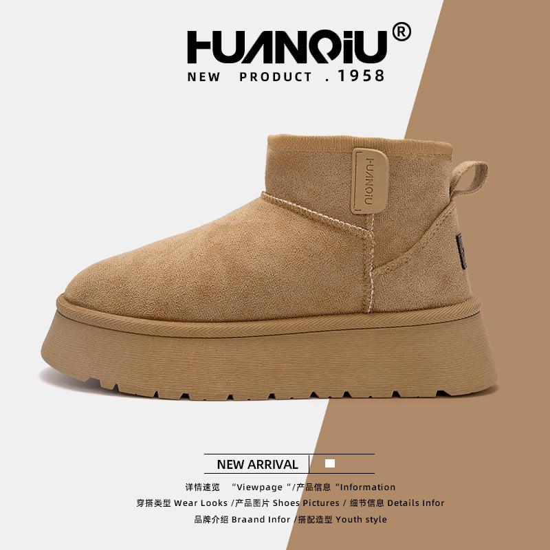 

Глобальные женские зимние ботинки на толстой подошве 2024 года, новые зимние ботинки с мехом, утепленные утепленные хлопковые ботинки с начесом для женщин 35