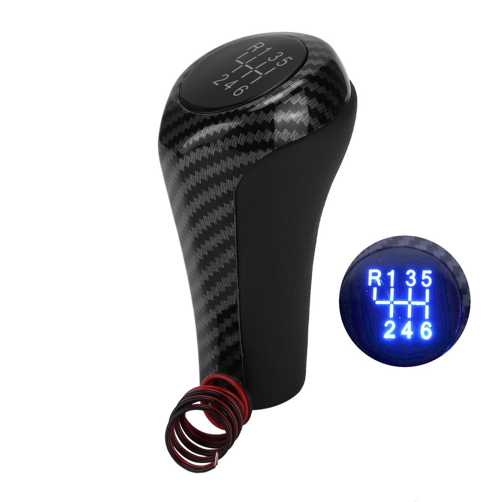Car 6 Speed Gear Shift Knob Carbon Fiber Style with Light Replacement for 1 Series E81 E82 E87 E88 F20