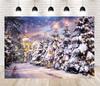 Christmas Tree Winter Castle Photography Backdrop