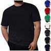 Camiseta Casual Masculina Tamanho Grande Manga Curta Gola Redonda Cor Sólida Top Blusa