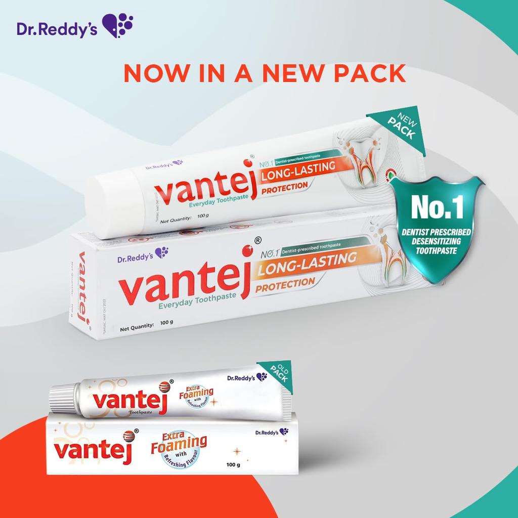 Vantej Dr Reddy's Tooth Sensitivity Toothpaste 100g Pack of 2 for Enamel Protection & Long-Term Relief