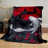 Koi Fish with Red Sun Background Patterned Blanket, Flannel, Suitable for All Seasons, Home Decor, Warm and Cozy