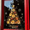 Large Christmas Tree Wall Sticker Golden Snowflake Electrostatic Sticker Xmas Decals  Restaurants