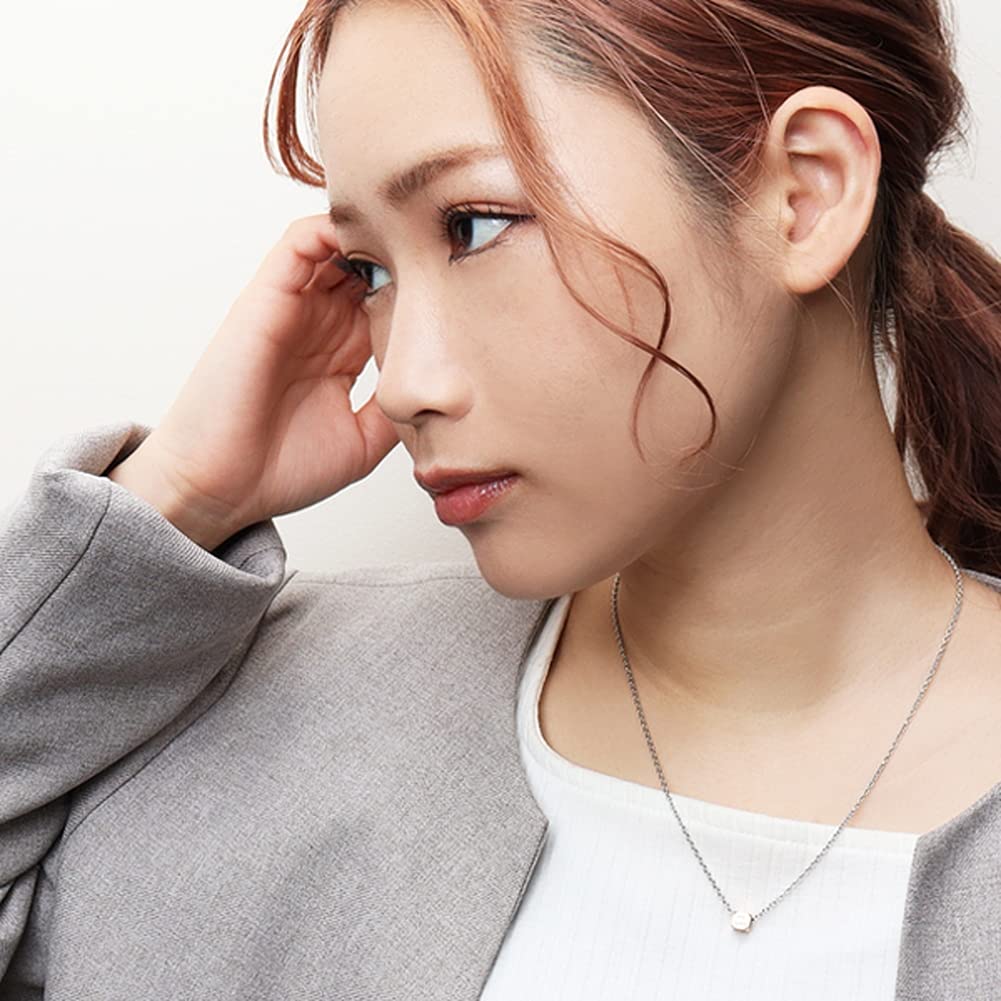 [Shinjuku Gin No Kura] Square Message Zirconia Surgical Stainless Steel Necklace, Normal, Women's Pendant, Hypoallergenic