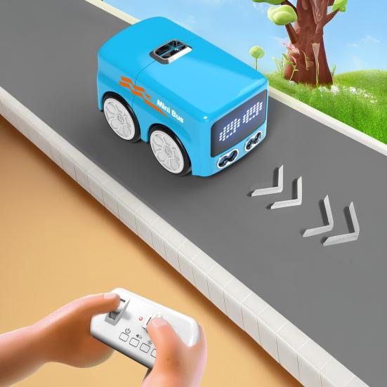 Juguete de Autobús con Control Remoto Gestos Seguir Sensor Automático de Detección de Obstáculos Coche de Juguete Vehículo Pequeño Conducción Juguete de Escritorio con Luz de Expresión