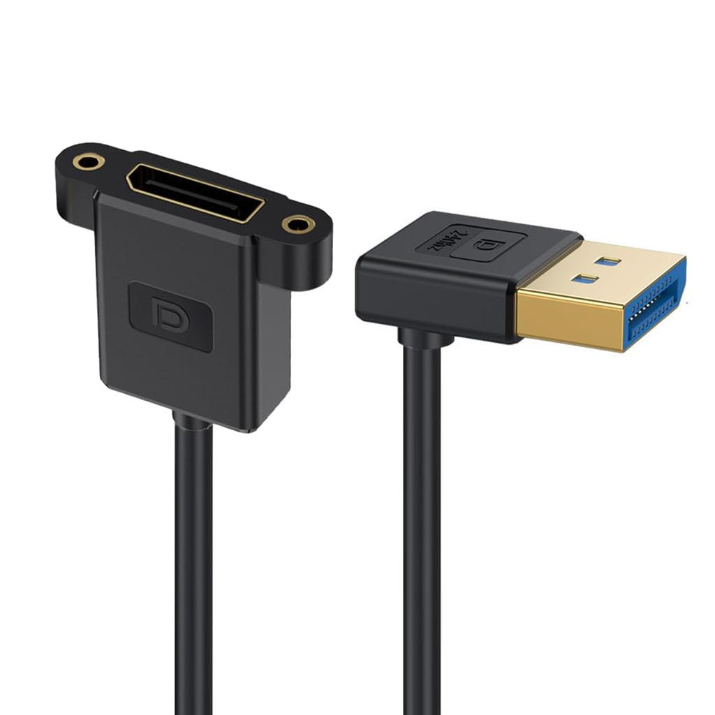 Cablecc DisplayPort 8K 60Hz 4K 144Hz DP Male to Female Extension for and Graphics Cards 1.4 Ultra-Fine Down-Angled Cable, 30cm, Desktops, Laptops,