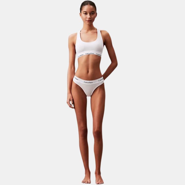 Calvin Klein Bralette Buchstaben-Logo Jacquard Bequemer BH Damenunterwäsche Weiß 0000F3785E-100
